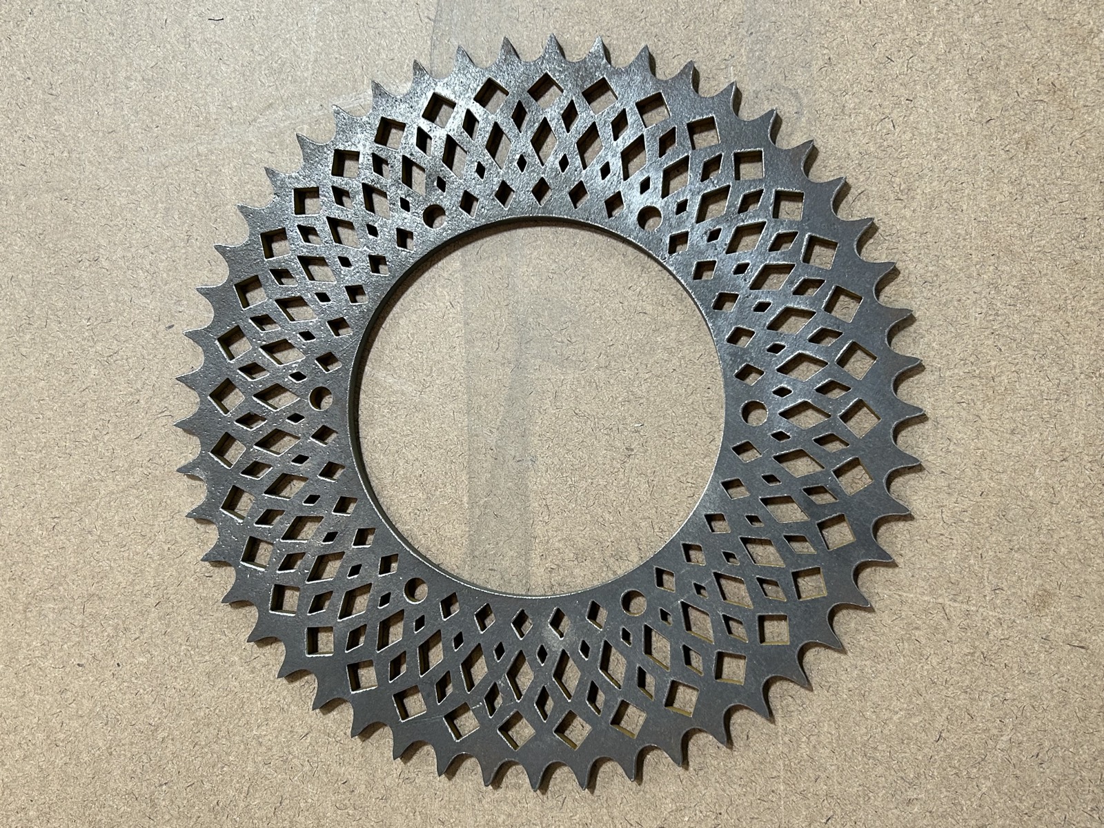 Waterjet-cut lattice sprocket in steel