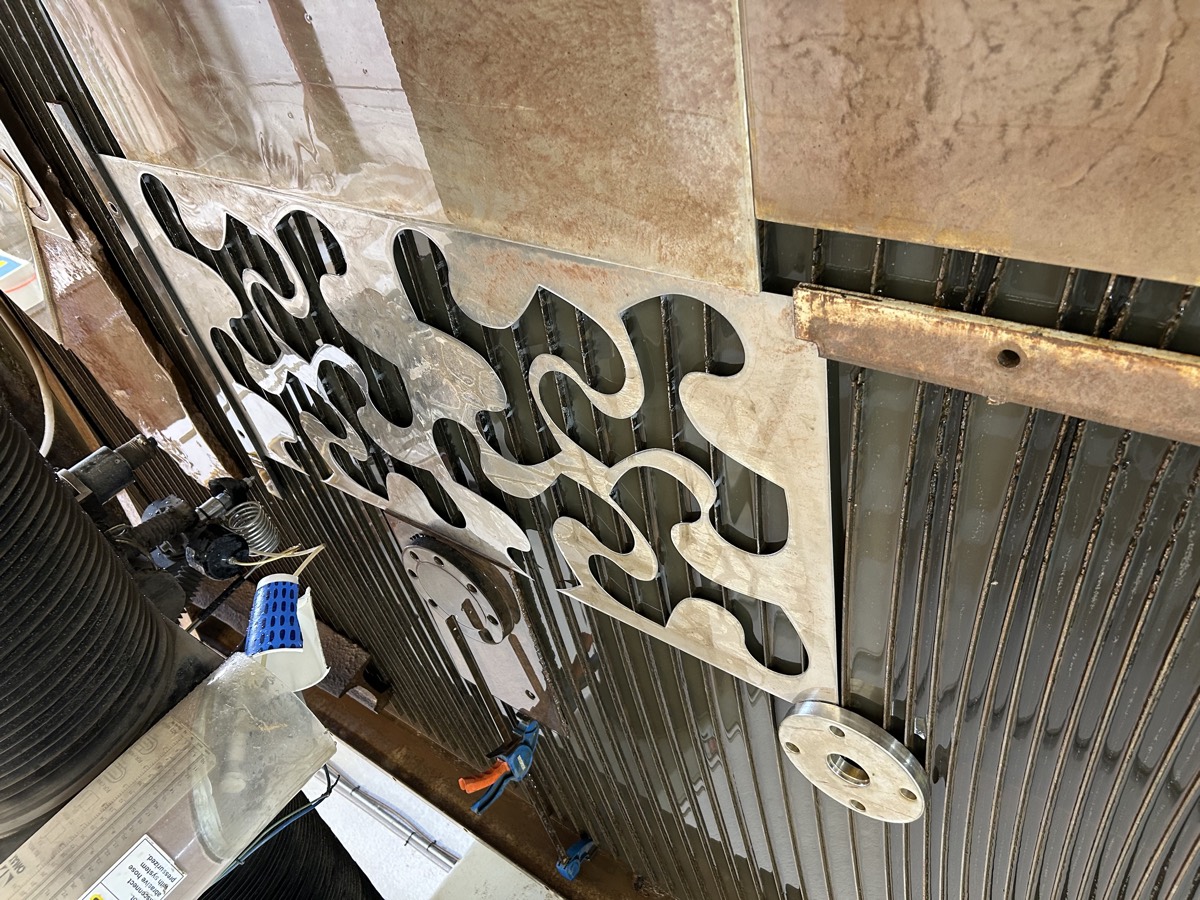 Large flame-pattern design cut in stone